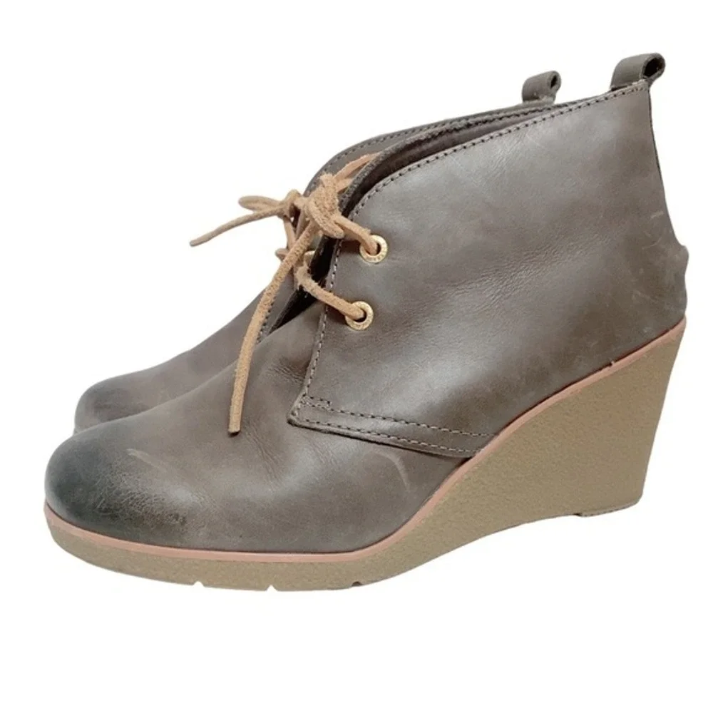 Sperry TopSider Harlow Wedge Chukka Boots Womens‎ Size 8M  Burnished Leather